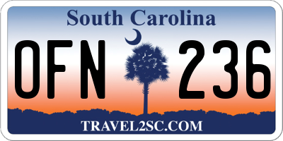 SC license plate OFN236