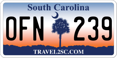 SC license plate OFN239