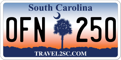 SC license plate OFN250