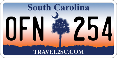 SC license plate OFN254