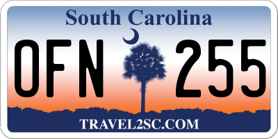 SC license plate OFN255