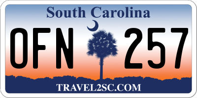 SC license plate OFN257