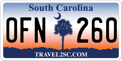 SC license plate OFN260