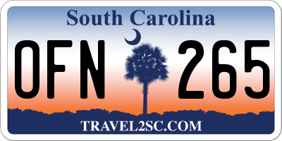 SC license plate OFN265