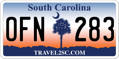 SC license plate OFN283