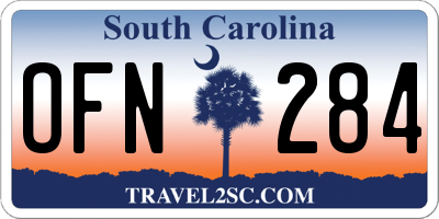 SC license plate OFN284