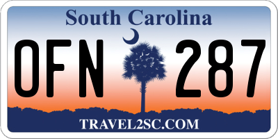 SC license plate OFN287