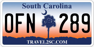 SC license plate OFN289