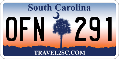 SC license plate OFN291