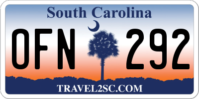 SC license plate OFN292