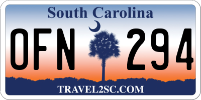 SC license plate OFN294