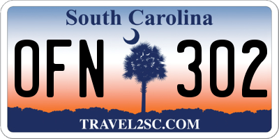 SC license plate OFN302