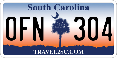 SC license plate OFN304