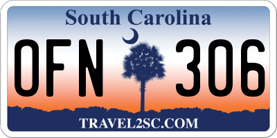 SC license plate OFN306