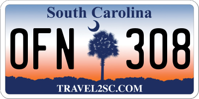 SC license plate OFN308