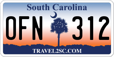 SC license plate OFN312