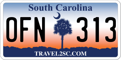 SC license plate OFN313