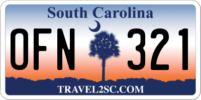 SC license plate OFN321