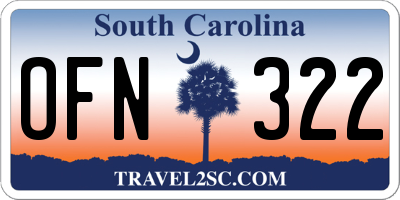 SC license plate OFN322