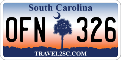 SC license plate OFN326