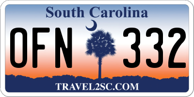 SC license plate OFN332