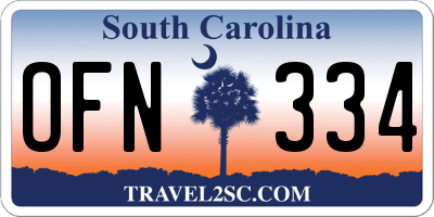 SC license plate OFN334