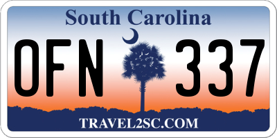 SC license plate OFN337
