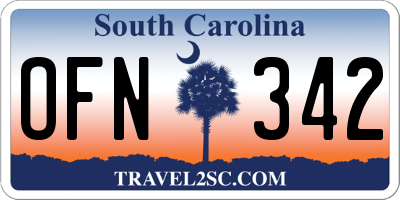 SC license plate OFN342