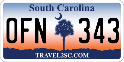 SC license plate OFN343