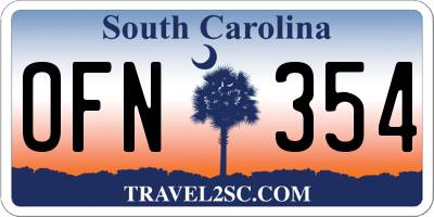 SC license plate OFN354