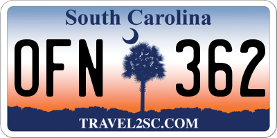 SC license plate OFN362