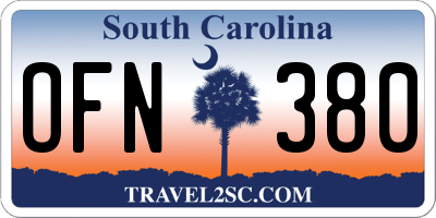 SC license plate OFN380