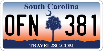 SC license plate OFN381