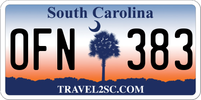 SC license plate OFN383