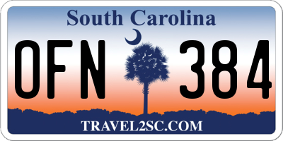 SC license plate OFN384