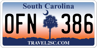 SC license plate OFN386
