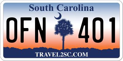 SC license plate OFN401