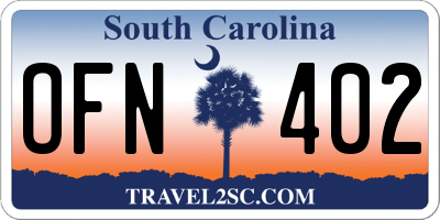 SC license plate OFN402