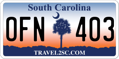 SC license plate OFN403