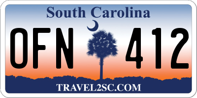 SC license plate OFN412
