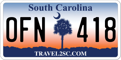 SC license plate OFN418