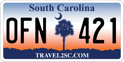SC license plate OFN421