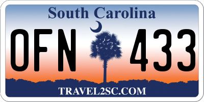 SC license plate OFN433