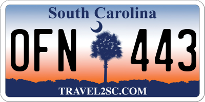 SC license plate OFN443