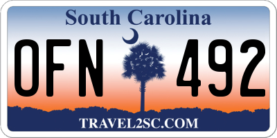 SC license plate OFN492