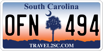 SC license plate OFN494