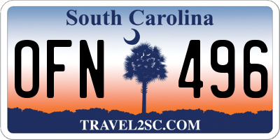 SC license plate OFN496