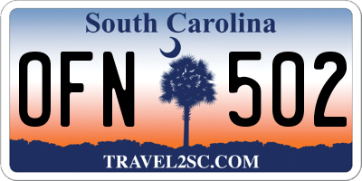 SC license plate OFN502