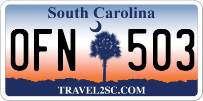 SC license plate OFN503