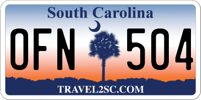 SC license plate OFN504